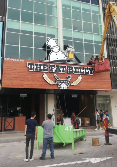 The Fat Belly Kitchen & Bar shopfront embossed Signboard by Orange Media Enterprise Penang